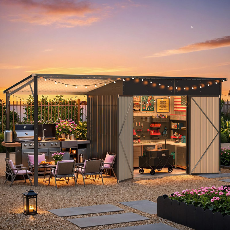 AECOJOY 14X6 Outdoor Open-Sided Metal Storage Shed & Reviews | Wayfair